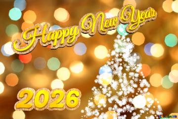 Happy New Year 2026  Christmas snowflakes background lights