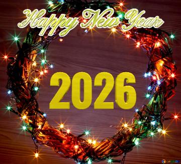 Happy New Year 2026  Christmas Wreath With A Cock Background With Space For Text