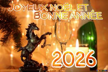  Joyeux Noël Et                 Bonne Année 2026  Christmas Tree With Horse