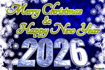 Merry Christmas 2026  Happy New Year &  Blue Christmas Background Blur Frame