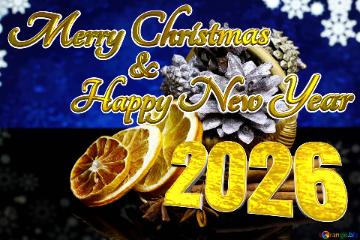 Merry Christmas 2026  Happy New Year &  Christmas background with natural ornaments