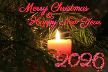 Merry Christmas 2026  Happy New Year &  Christmas desktop wallpaper with candles
