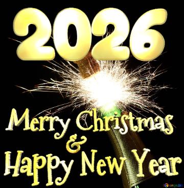 Merry Christmas 2026  Happy New Year &  New Year`s Fireworks With Champagne