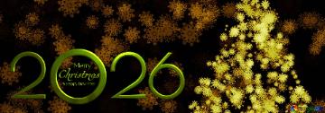 Merry & Happy New Year Christmas 2026 Cover. Snowflakes And Christmas Tree Clipart Christmas.