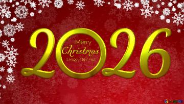 Merry & Happy New Year Christmas 2026 Cover. Red Christmas Background.