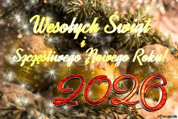 Wesołych Świąt 2026 Szczęśliwego Nowego Roku! i i  Free Christmas card holiday clusters bright twinkling stars pattern