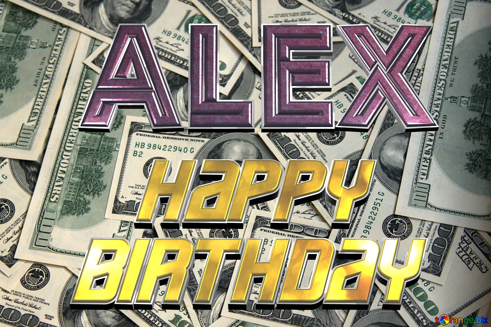 Alex Happy Birthday Dollars on desktop wallpaper №1507