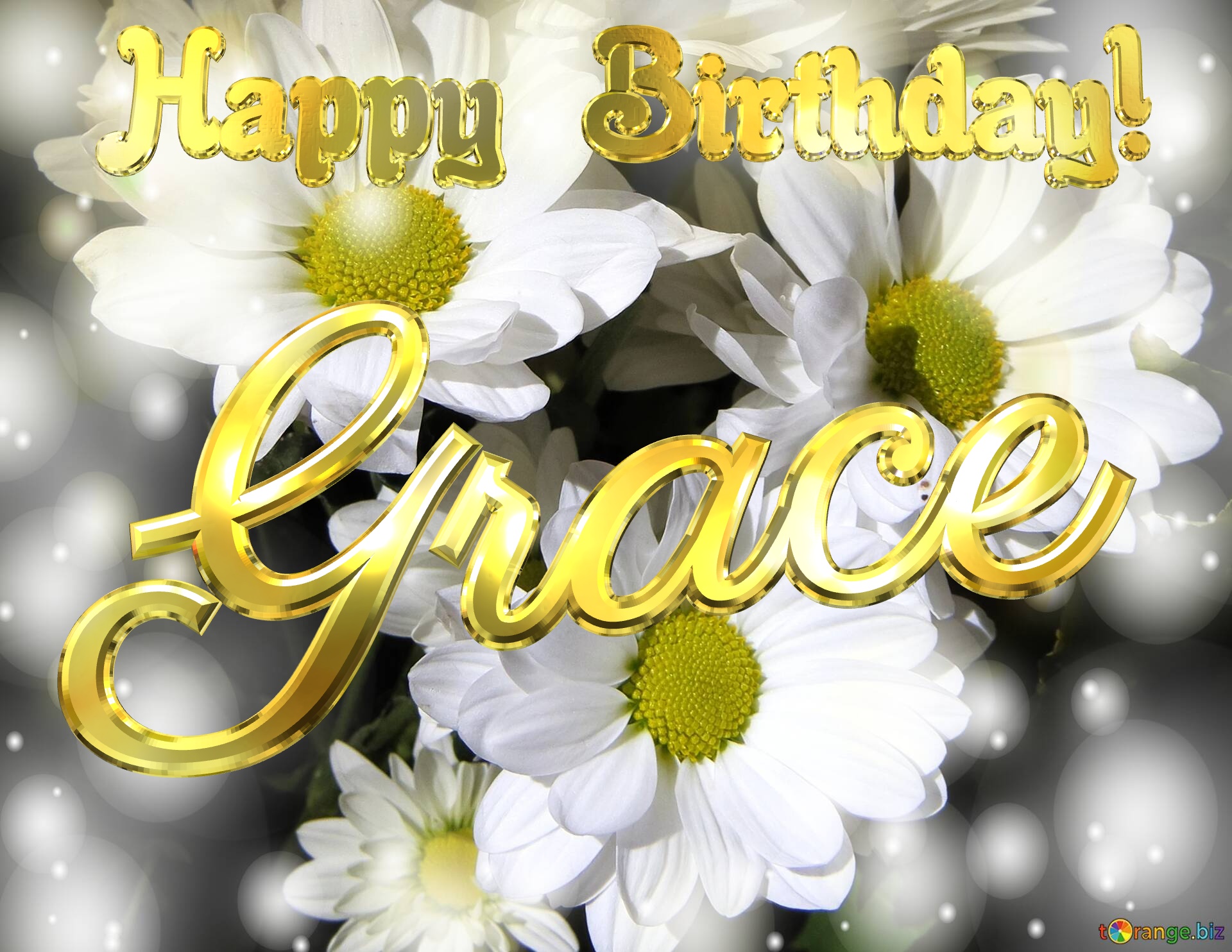 Grace Happy Birthday! White flowers background №0