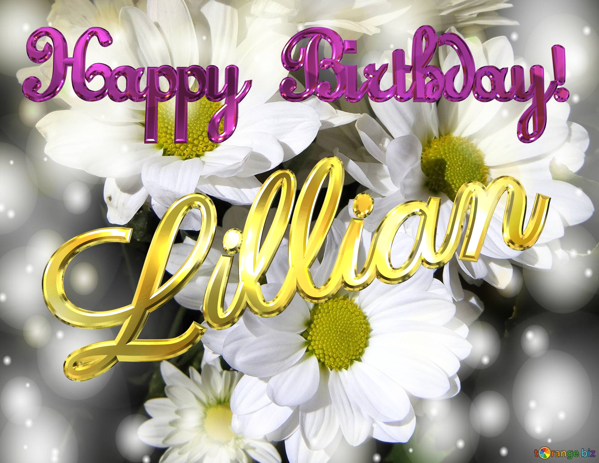 Lillian Happy Birthday! White flowers background №0