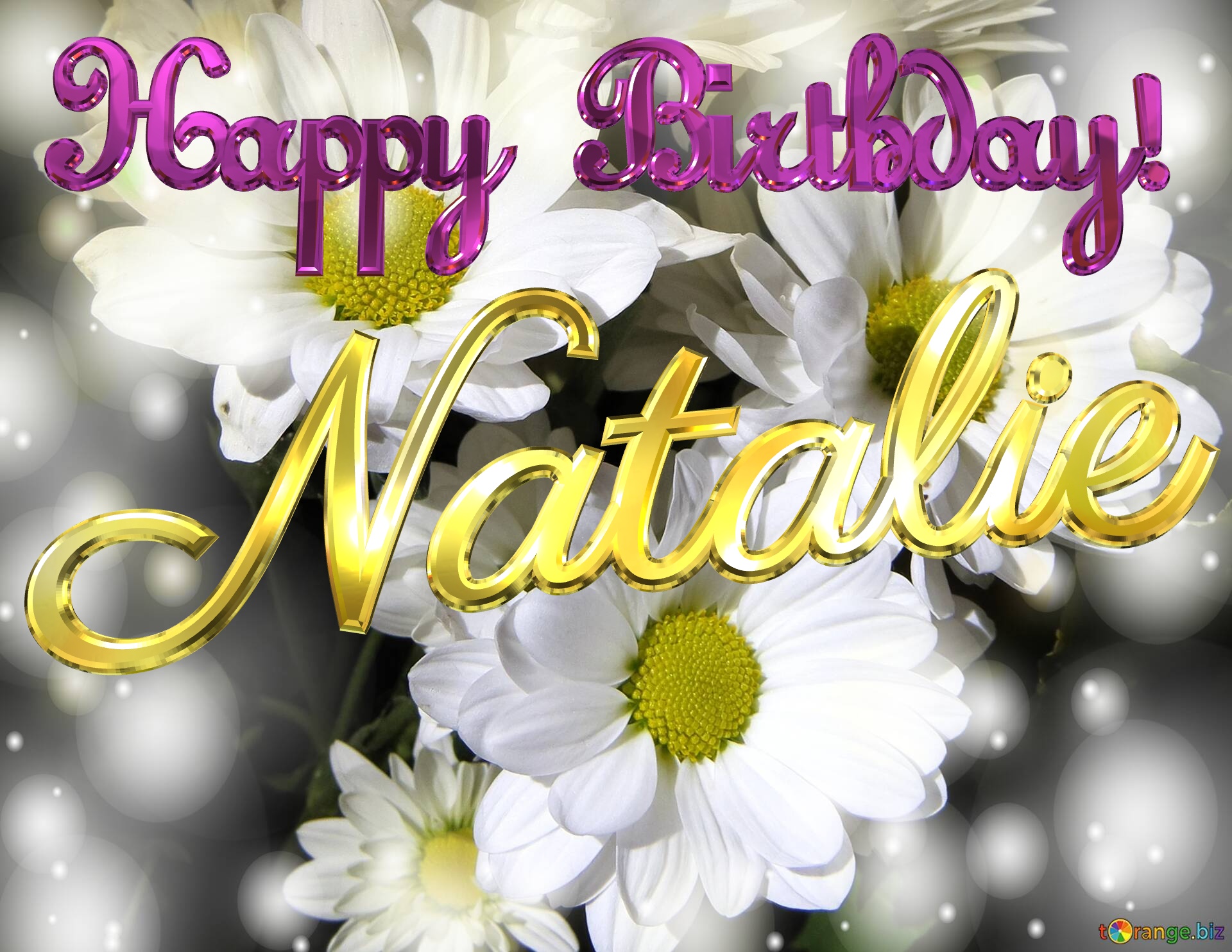 Natalie Happy Birthday! White flowers background №0
