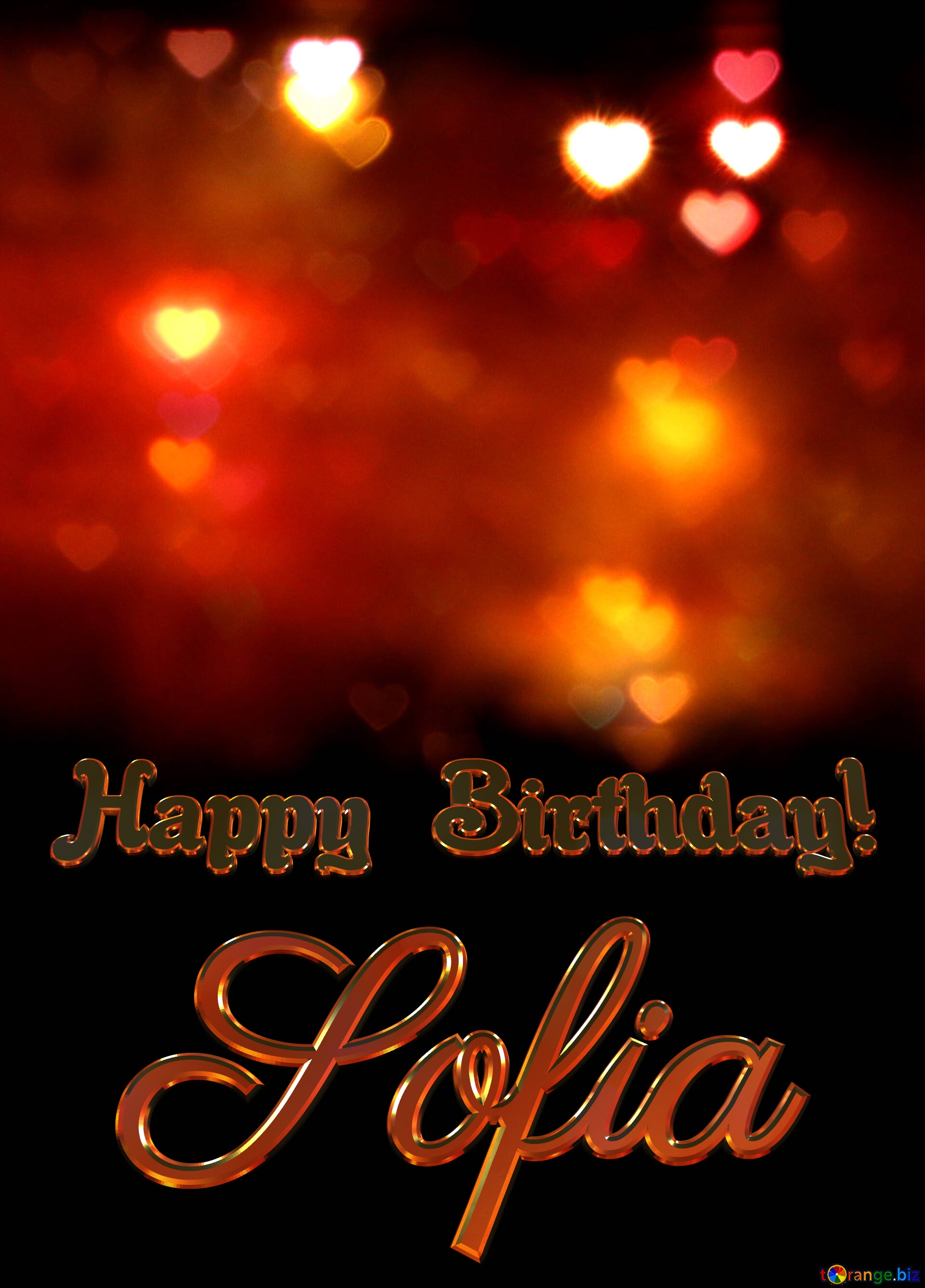 Love Night Happy Birthday! Sofia A dark background for card with hearts №37855