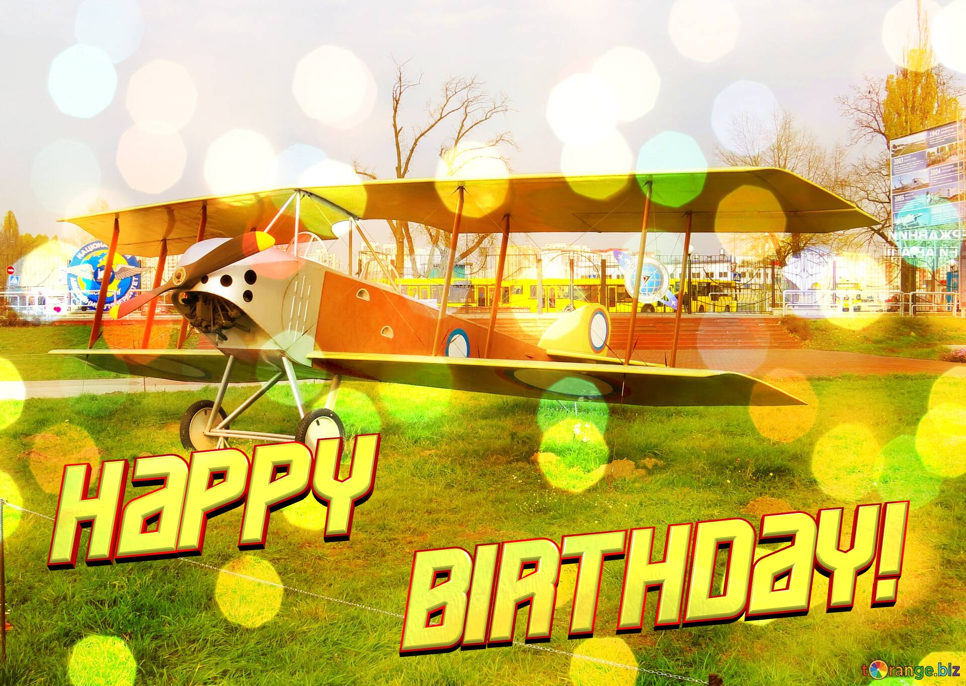 Aircraft Happy   Birthday! Vintage aircraft background №0