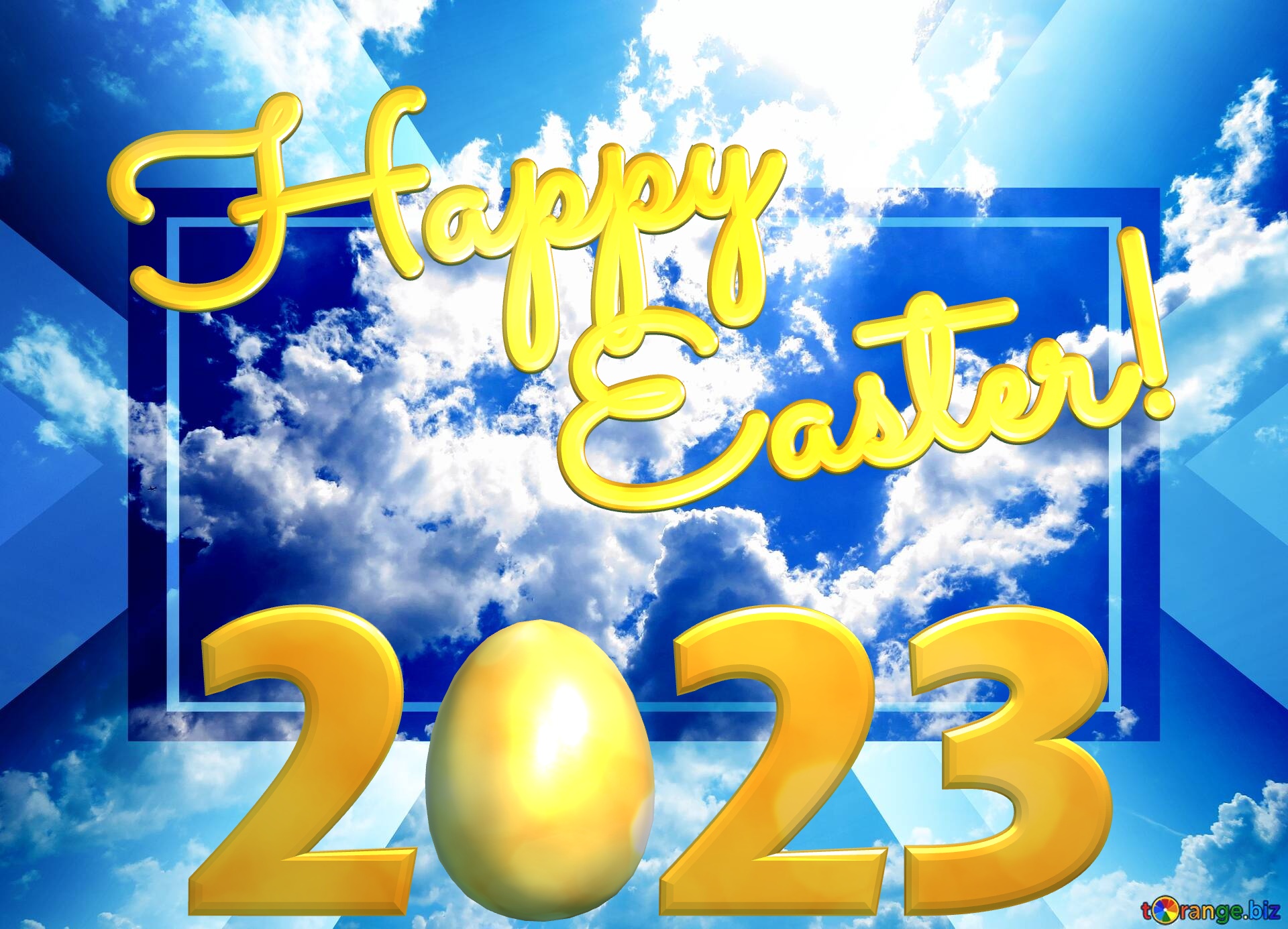 2023 Happy Easter! Sunny skies powerpoint website infographic template banner layout design responsive brochure business №0