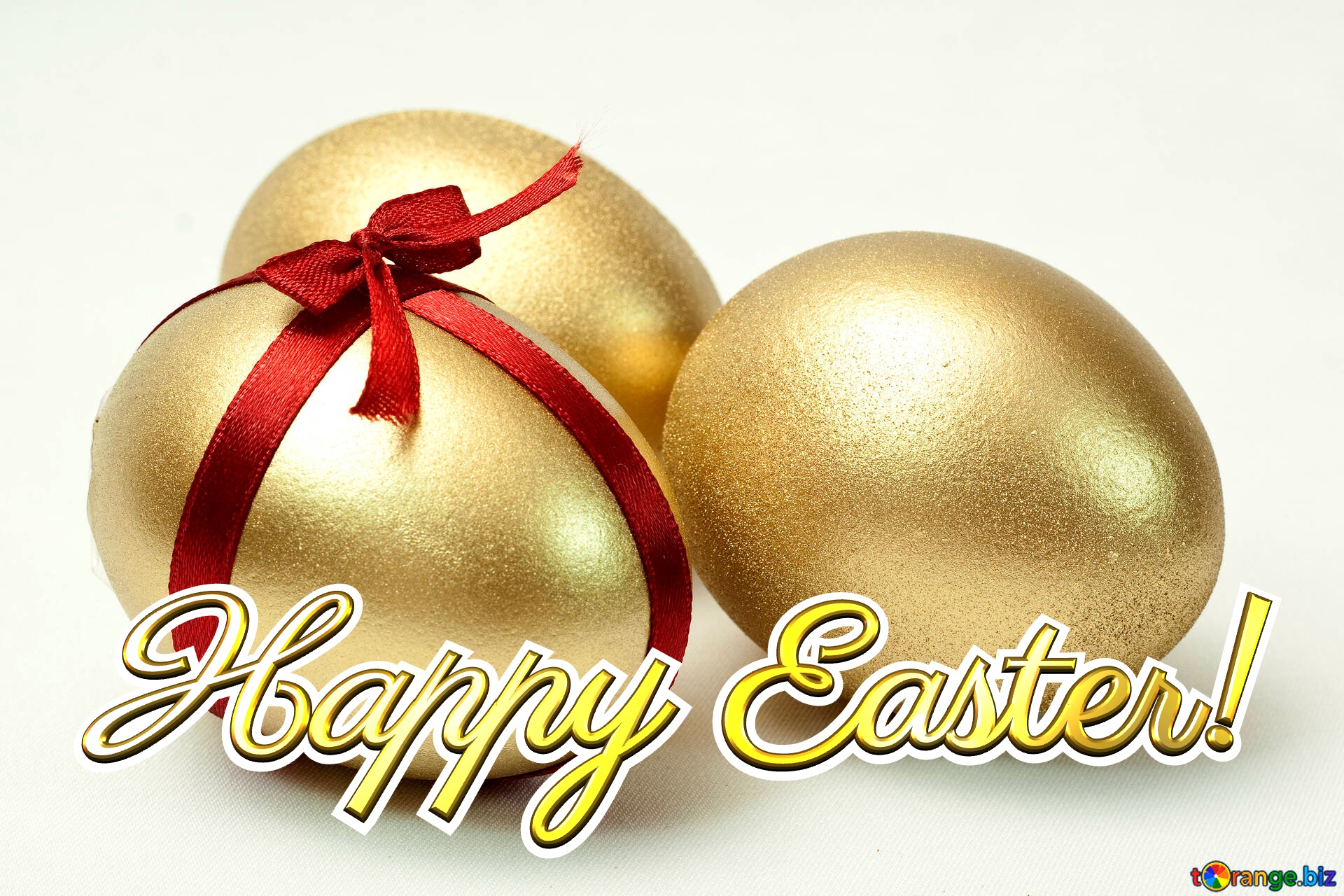 Happy Easter!  Three  gold  eggs  at  Easter. №8232