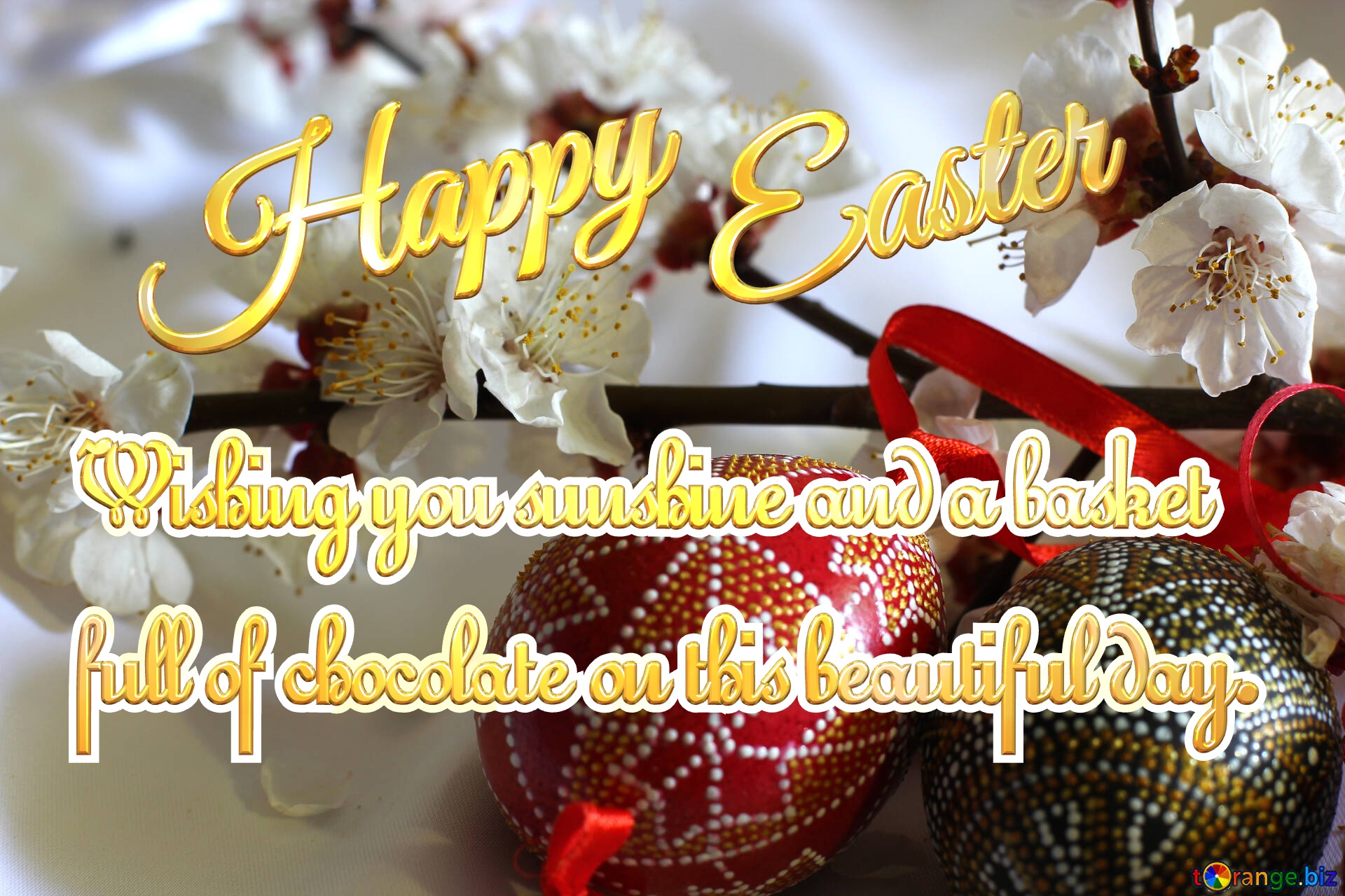 Happy Easter Wishing you sunshine . Background with Easter eggs №29962
