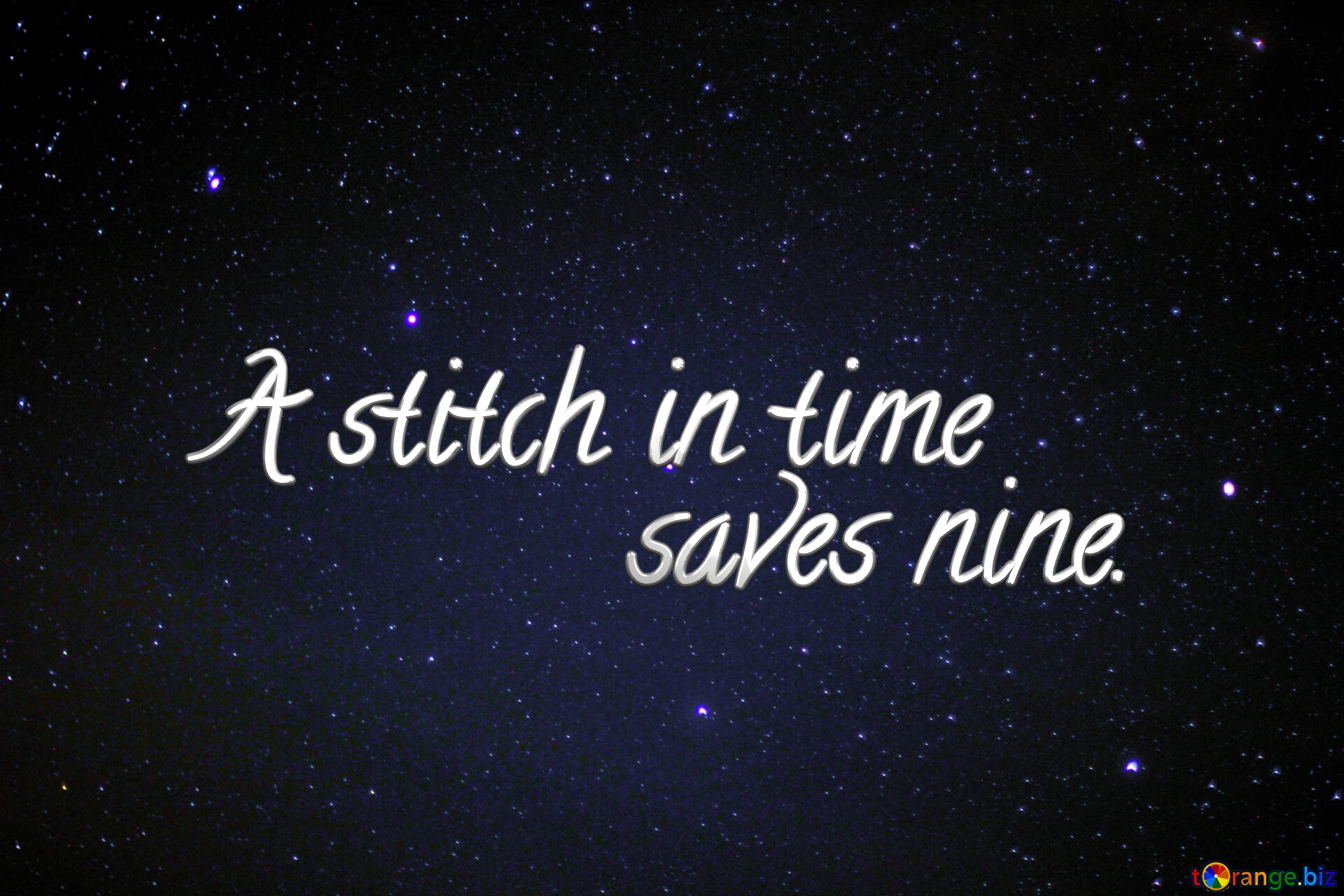 A stitch in time saves nine. Stars night. Starry sky №44731