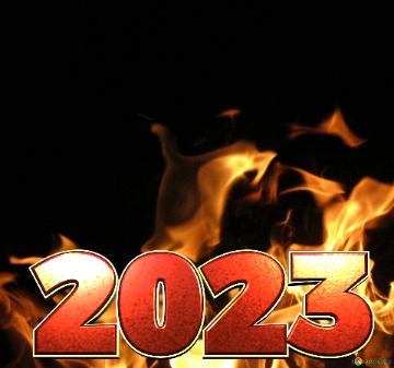 2023 Fire Lettering Flame On Dark Background