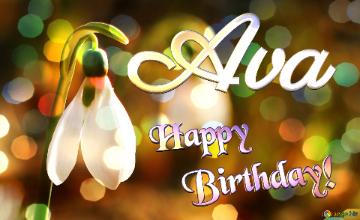 Snow Bell Flower Happy Birthday! Ava congrats card