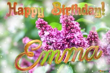 Spring lilac flowers Happy Birthday Card For Emma