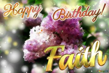 Spring lilac flowers Happy Birthday Card For Faith