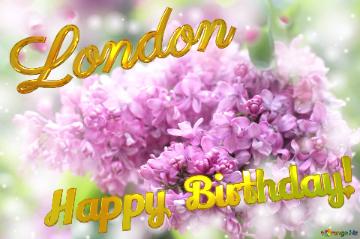 Spring lilac flowers Happy Birthday Card For London