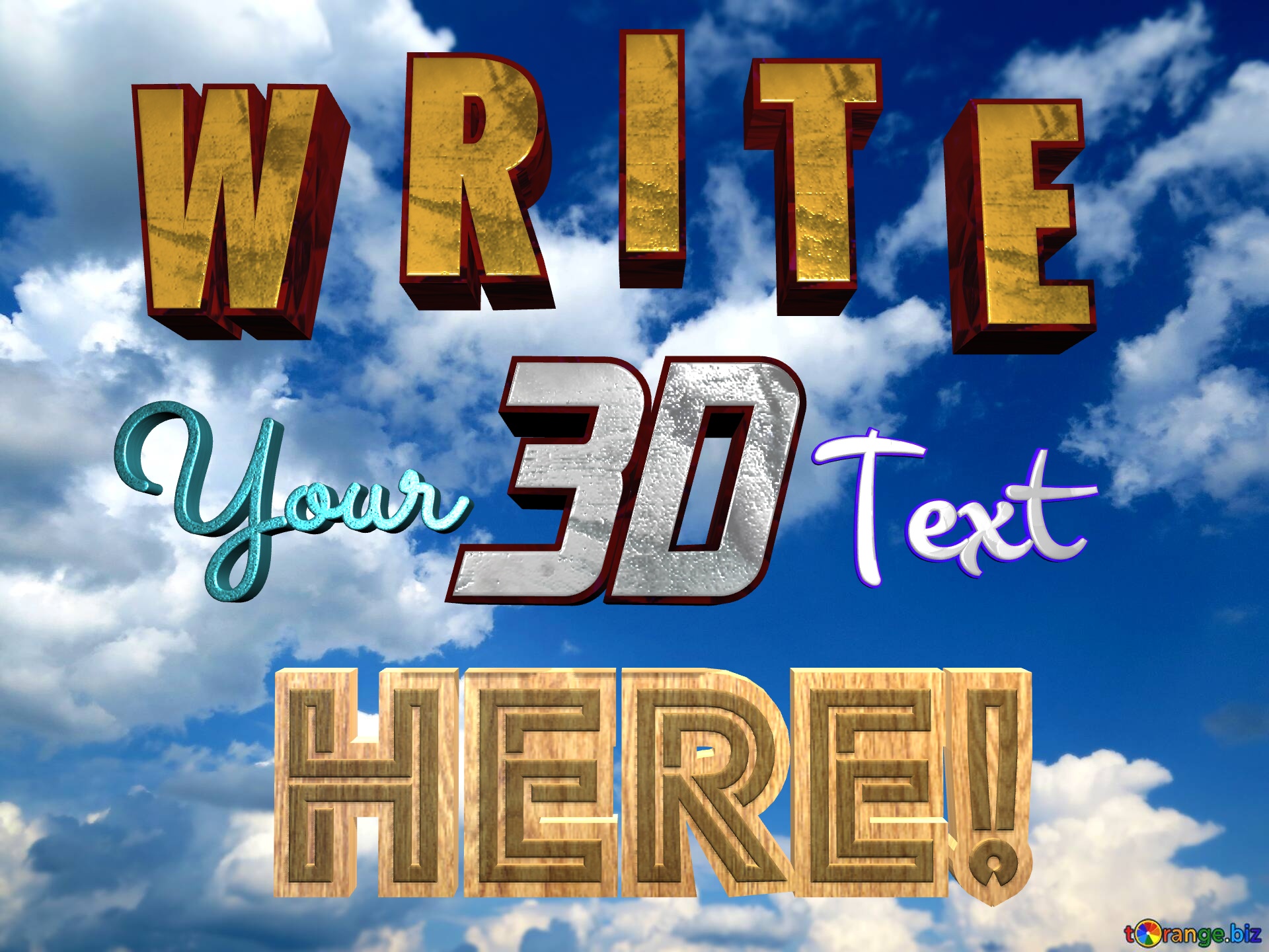 Write Text 3D on sky backgrround clear sky background №0