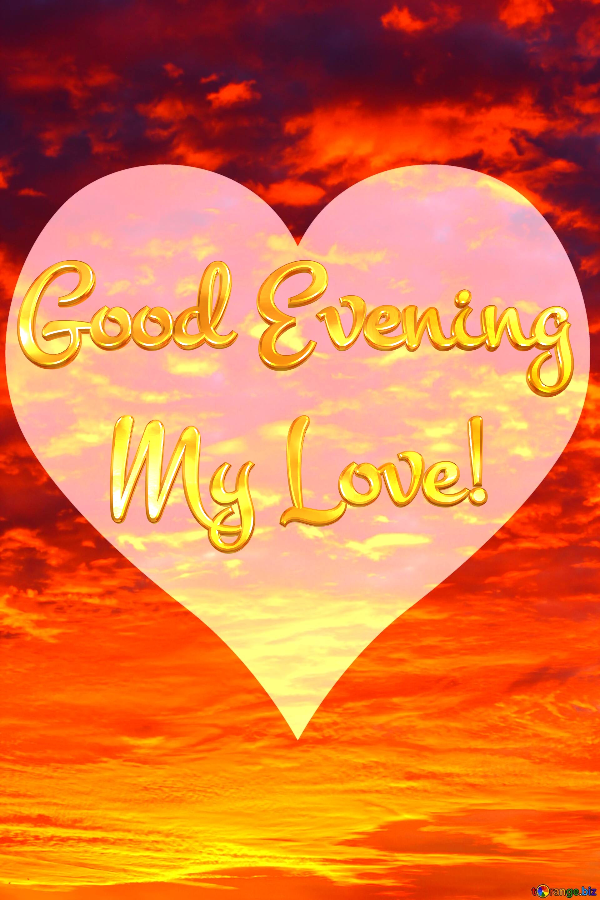 Good Evening My Love!  Colorful sunset heart template №0
