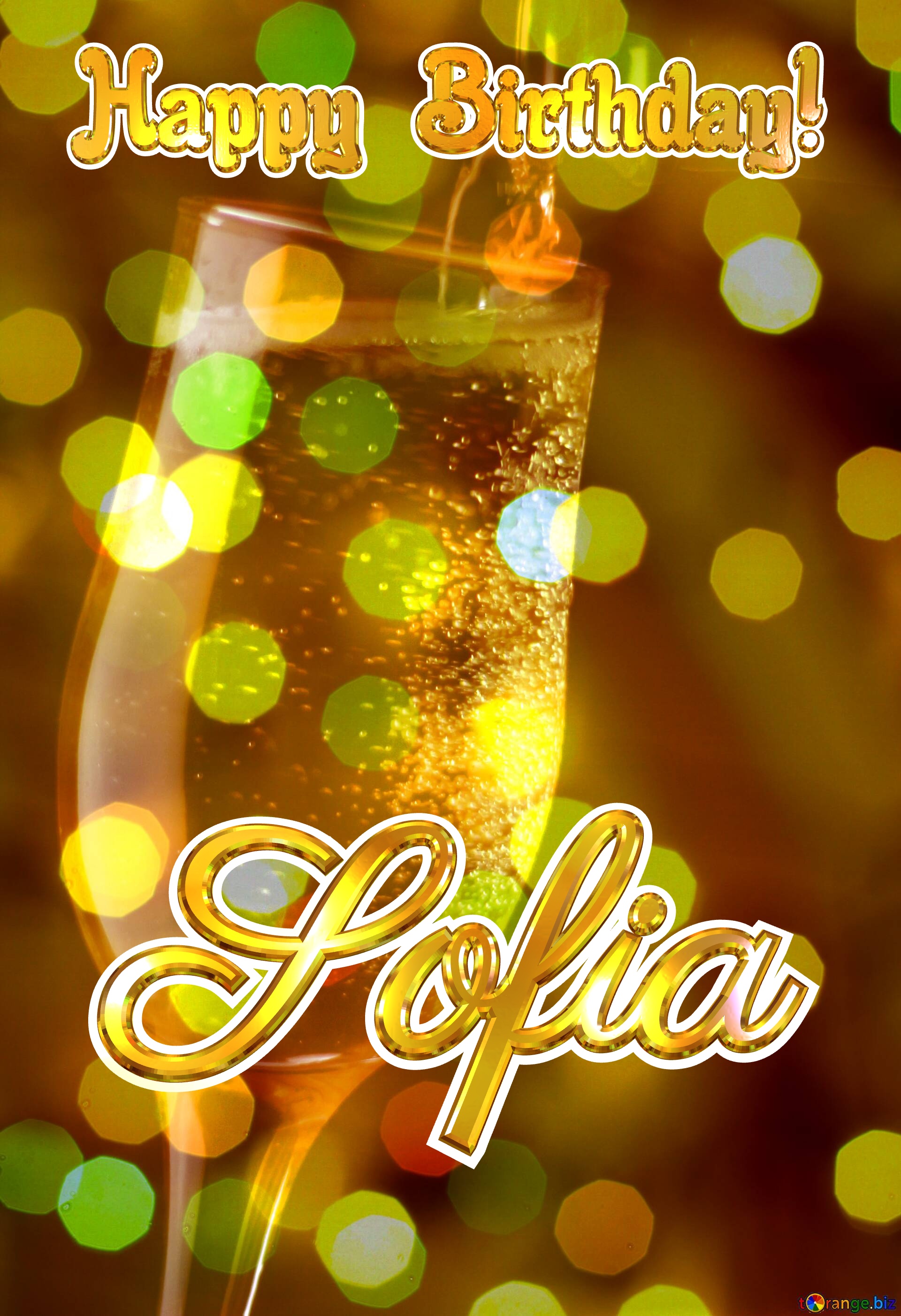 Wine. Happy Birthday! Sofia Christmas bokeh champagne  background №0