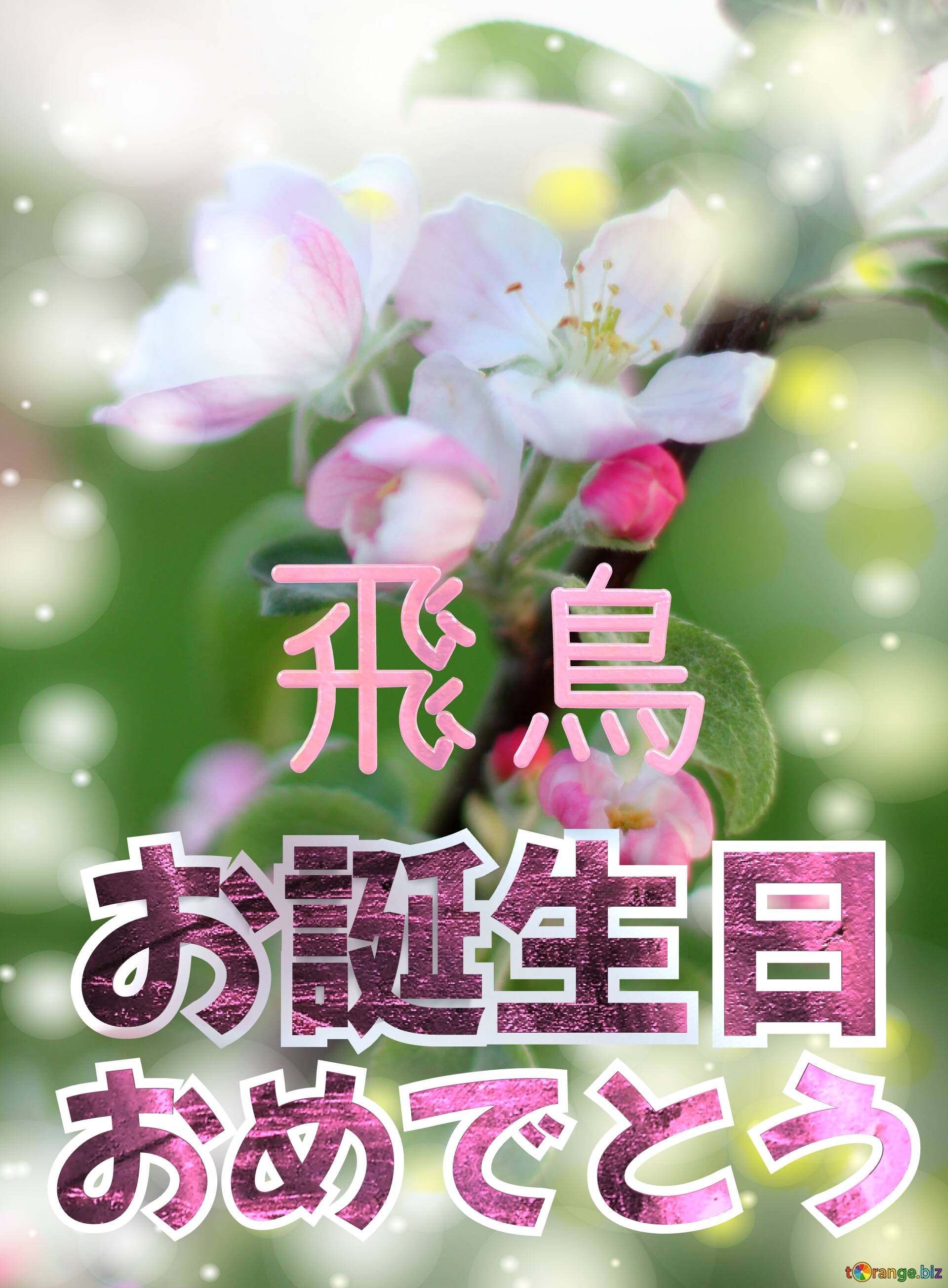 お誕生日 おめでとう 飛鳥  Flowers of the Apple-tree background №0