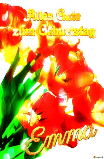 Emma Alles Gute  Zum Geburtstag Bouquet Of Fire  Tulips