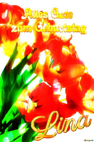 Lina Alles Gute  Zum Geburtstag Bouquet Of Fire  Tulips