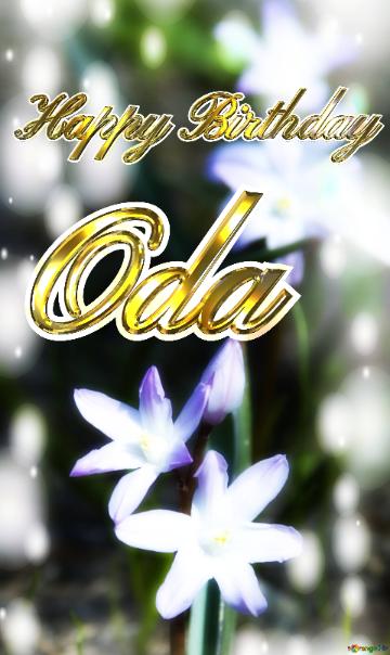 Oda Happy Birthday Flowers In Spring Card Background