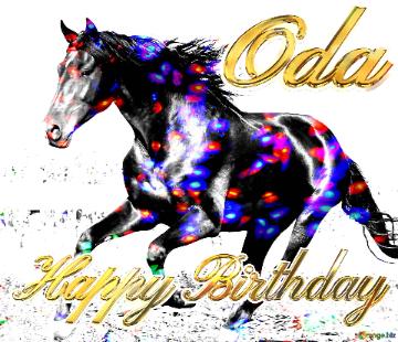 Oda Horse Happy Birthday Card Pferdefarbene Lichter