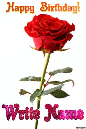 Rose Happy Birthday! Editable Name Card Elegant Rose