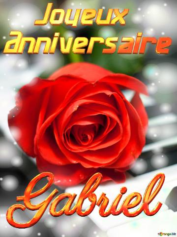 Gabriel Joyeux  Anniversaire Fond De Carte De Musique Fleur Rose