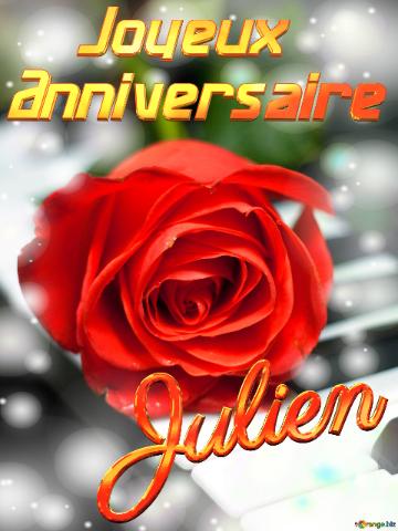 Julien Joyeux  Anniversaire Fond De Carte De Musique Fleur Rose