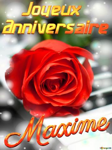 Maxime Joyeux  Anniversaire Fond De Carte De Musique Fleur Rose