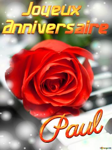 Paul Joyeux  Anniversaire Fond De Carte De Musique Fleur Rose