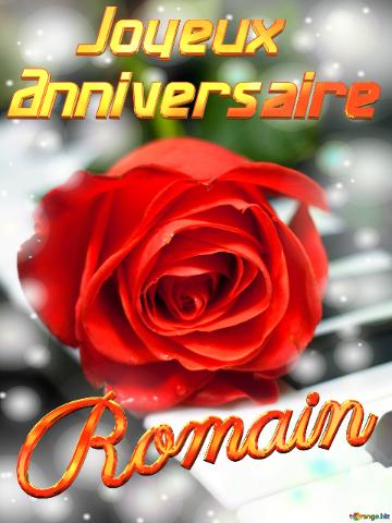 Romain Joyeux  Anniversaire Fond De Carte De Musique Fleur Rose