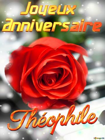 Théophile Joyeux  Anniversaire Fond De Carte De Musique Fleur Rose