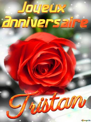Tristan Joyeux  Anniversaire Fond De Carte De Musique Fleur Rose