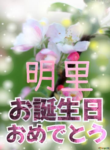 お誕生日 おめでとう 明里  Flowers of the Apple-tree background