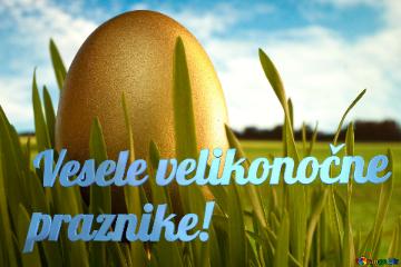 Vesele Velikonočne Praznike!  Gold  Egg   Grass