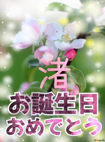 お誕生日 おめでとう 渚  Flowers of the Apple-tree background