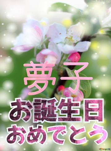 お誕生日 おめでとう 夢子  Flowers of the Apple-tree background