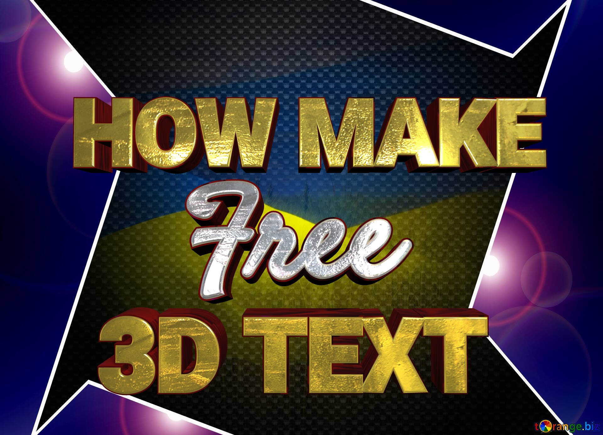 How to Make 3D text Free and online The Flag Of Ukraine Blue carbon hi-tech template №0