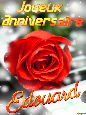 Edouard Joyeux  Anniversaire Fond De Carte De Musique Fleur Rose