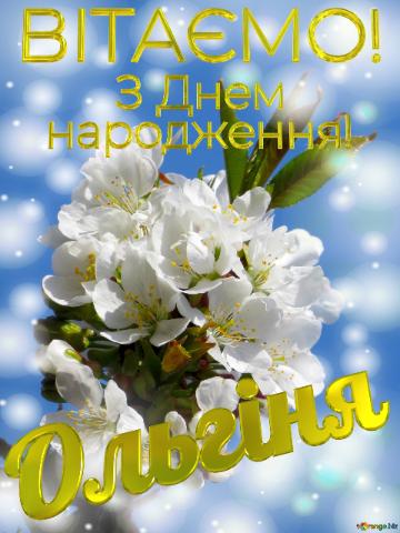  Ольгіня      З Днем  народження!  Білі квіти на дереві...