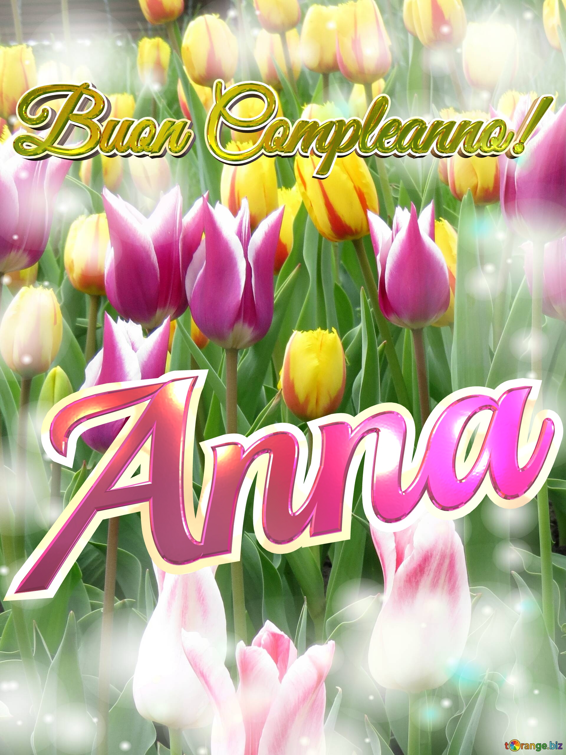 Buon Compleanno! Anna  Questi tulipani ti portano la bellezza della primavera e la gioia della vita, goditi ogni momento. №0