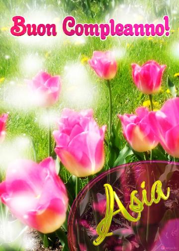 Buon Compleanno! Asia   Il Tulipano è Un Simbolo Di Sincerità, Auguri Per Una Vita Sincera E Vera.